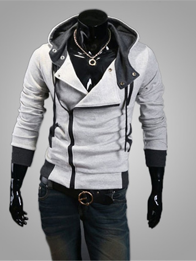 Men's Hooded Active Cool Casual Jacket Outerwear Solid / Plain Color ...