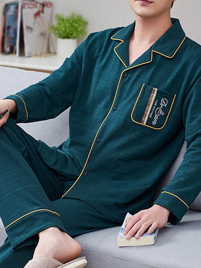 Mens Clothing Mens Bottoms | Mens Pajamas Loungewear Sets Sleepwear 1 set Letter Simple Fashion Soft Home Bed Cotton Breathable 