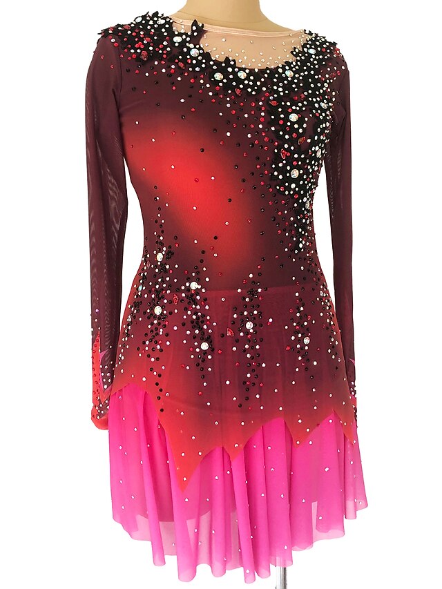 LIUHUO Eiskunstlaufkleid Für Mädchen & Damen – Mit Kristallen, Für Wettbewerb & Tanz, Elegant