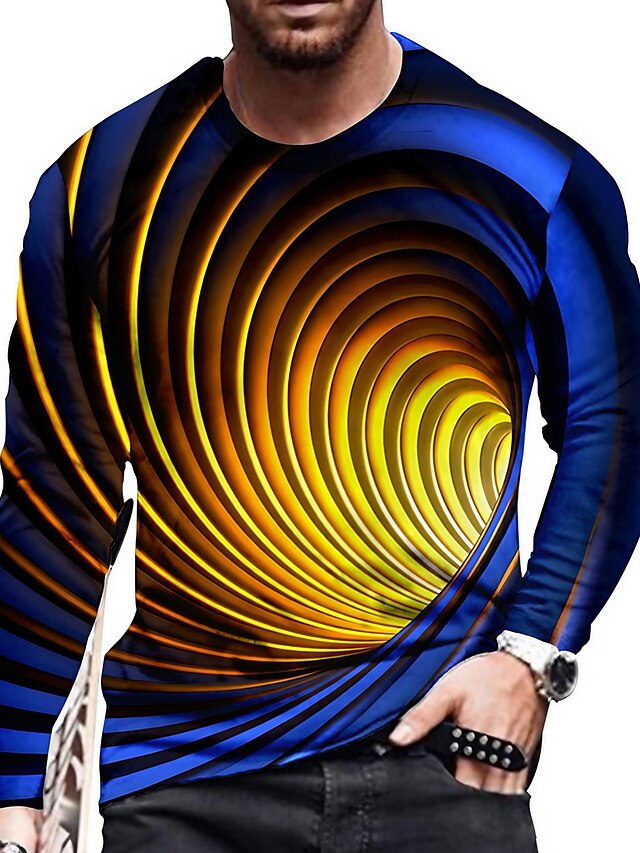 Mens Clothing Mens Tees & Tank Tops | Mens Unisex T shirt Tee 3D Print Graphic Prints Spiral Stripe Crew Neck Daily Holiday Prin