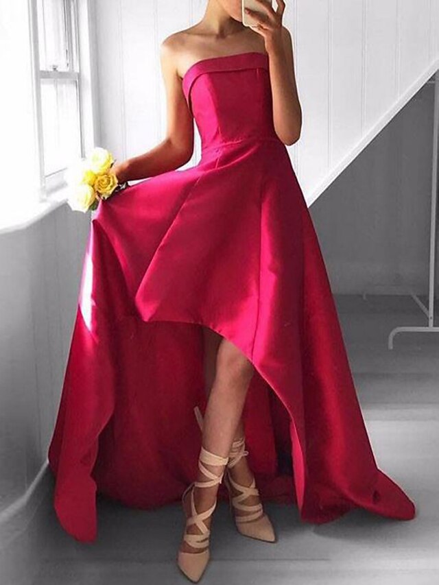 ALine Minimalist Elegant Party Wear Prom Dress Strapless Sleeveless