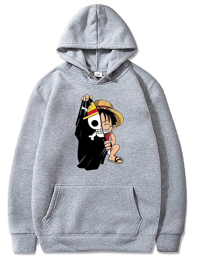  Inspired by One Piece Monkey D. Luffy Hoodie Cartoon Manga Anime Harajuku Graphic Kawaii Hoodie For Men's Women's Unisex Adults' Hot Stamping 100% Polyester