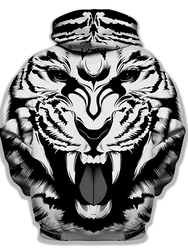 Mens Clothing Mens Hoodies & Sweatshirts | Mens Unisex Full Zip Hoodie Jacket Graphic Prints Tiger Zipper Print Daily Sports 3D 