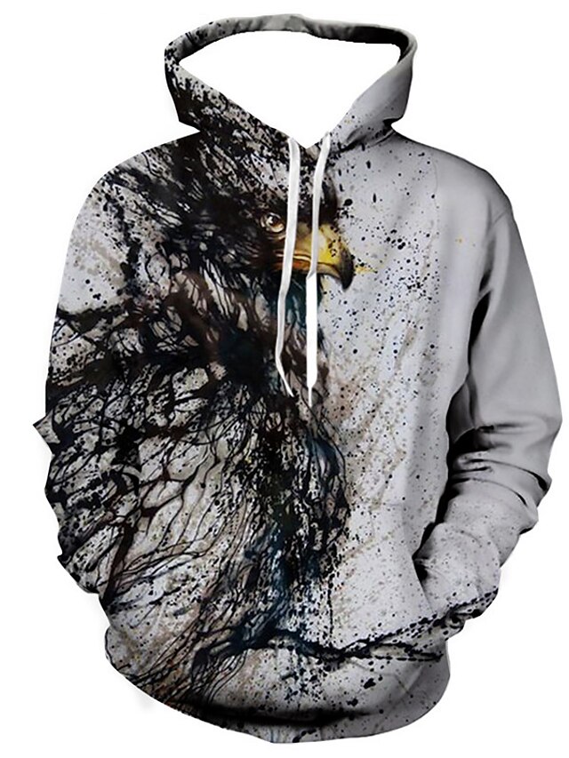 Mens Clothing Mens Hoodies & Sweatshirts | Mens Unisex Pullover Hoodie Sweatshirt Graphic Prints Eagle Print Daily Sports 3D Pri