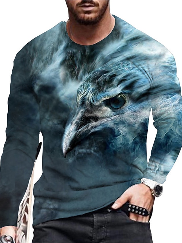 Mens Clothing Mens Tees & Tank Tops | Mens Unisex T shirt Tee 3D Print Graphic Prints Eagle Crew Neck Daily Holiday Print Long S