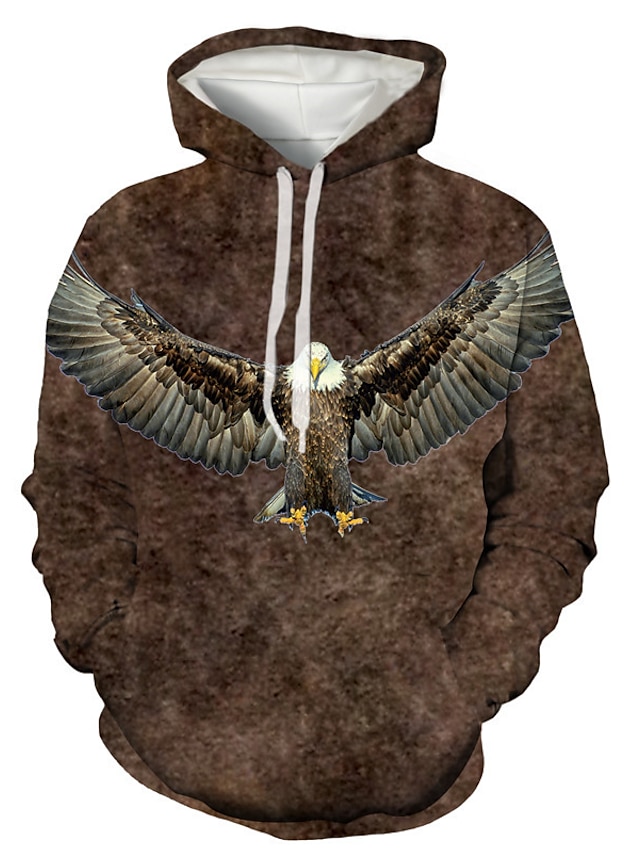 Mens Clothing Mens Hoodies & Sweatshirts | Mens Pullover Hoodie Sweatshirt Graphic Eagle Front Pocket Print Casual Daily Weekend