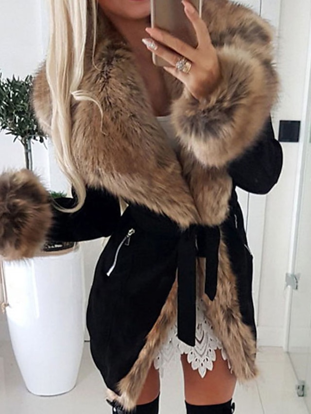 Womens Clothing Womens Outerwear | Womens Parka Street Daily Going out Fall Winter Long Coat Regular Fit Warm Casual Streetwear 