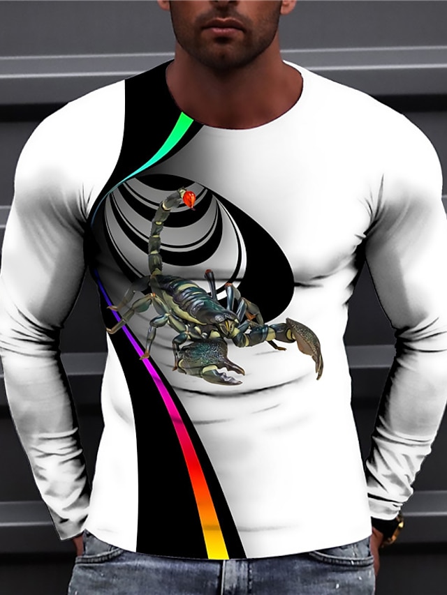 Mens Clothing Mens Tees & Tank Tops | Mens Unisex T shirt Tee 3D Print Graphic Prints Scorpion Crew Neck Daily Holiday Print Lon