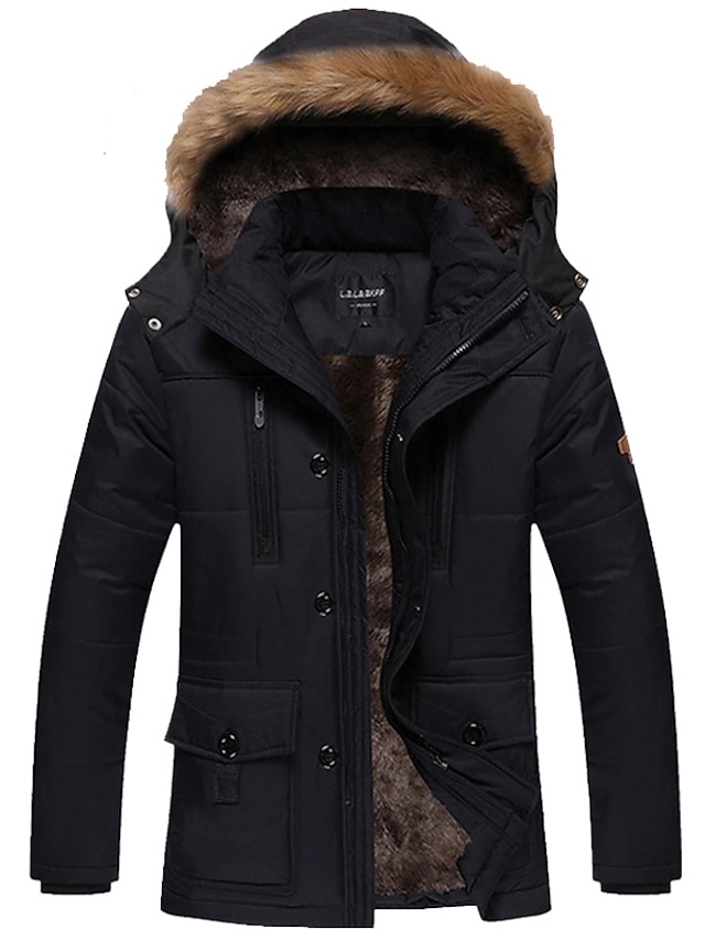 Men's Winter Coat Padded Parka Outdoor Street Waterproof Windproof Fur ...