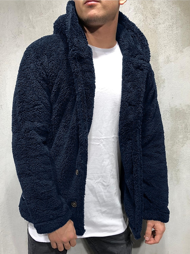 Men's Winter Coat Shake Fleece Jacket Outdoor Street Thermal Warm ...