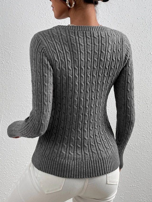 Womens Clothing Sweaters & Cardigans | Womens Pullover Sweater Jumper Knit Knitted Solid Color Crew Neck Stylish Basic Home Dail