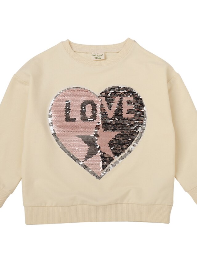 Baby & Kids Girls Clothing | Kids Girls Valentines Sweatshirt Long Sleeve Blue White Pink Heart Star Letter Sequins Indoor Outdo