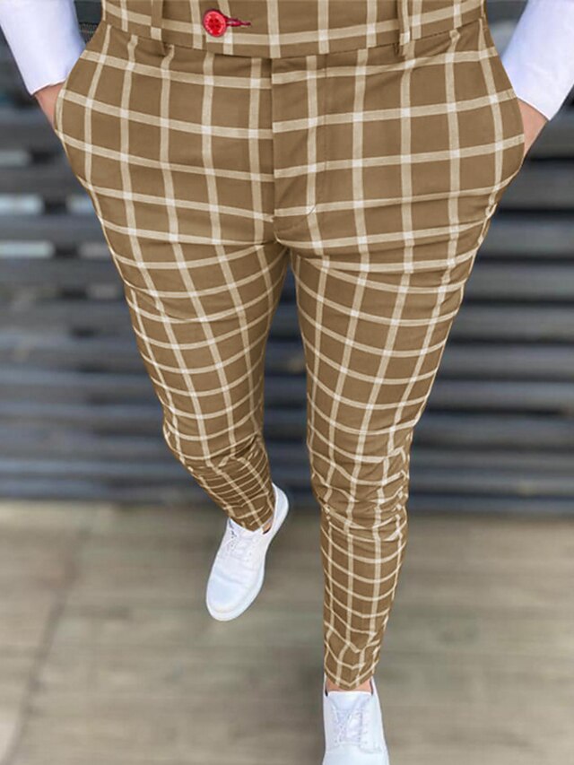 Mens Clothing Mens Bottoms | Mens Stylish Simple Chinos Tapered pants Pocket Print Full Length Pants Casual Daily Micro-elastic 