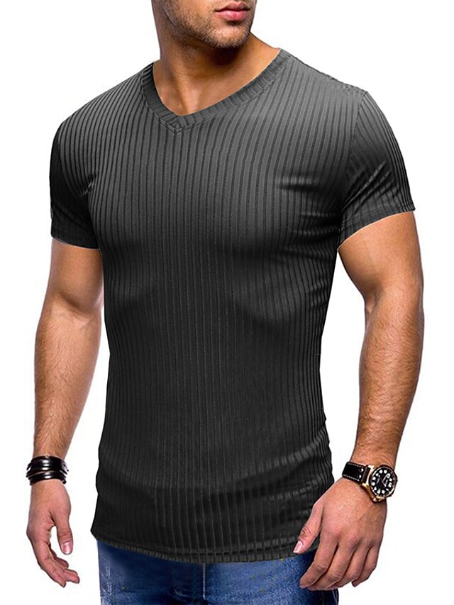 Mens Clothing Mens Tees & Tank Tops | Mens T shirt Tee Solid Color V Neck Casual Daily Short Sleeve Tops Lightweight Fashion Mus