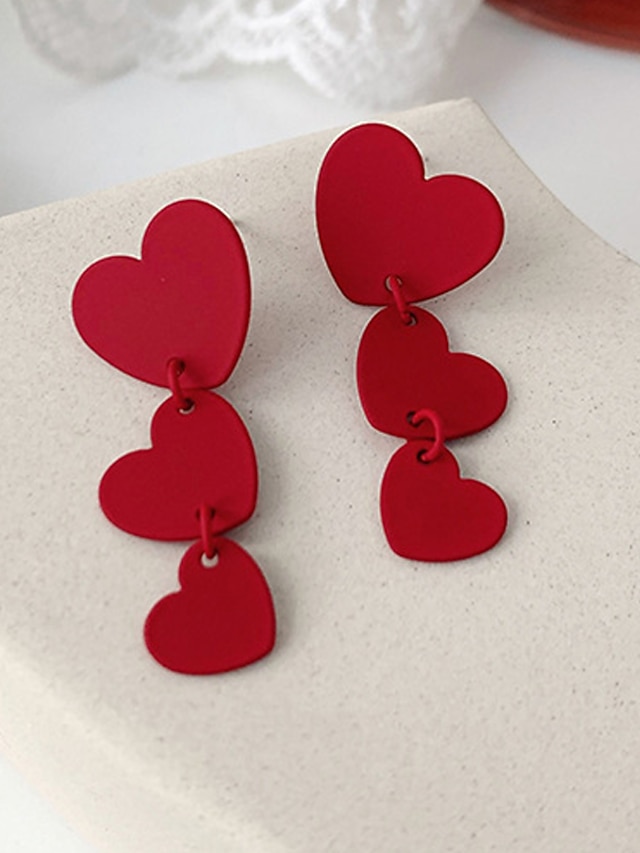 Womens Clothing Womens Accessories | Womens Earrings Chic & Modern Street Heart Earring / Red / Fall / Winter / Spring / Summer 