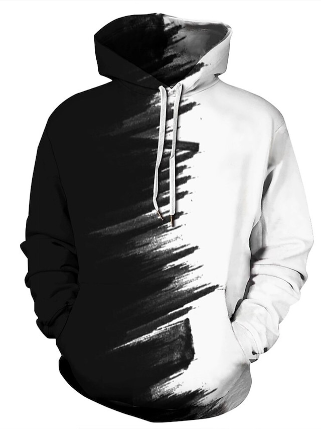  unisex miehet 3d -malli plus koko hupullinen uutuus graafinen muste maalaus pullover hupparit collegepaidat rento pitkähihainen isoilla taskuilla
