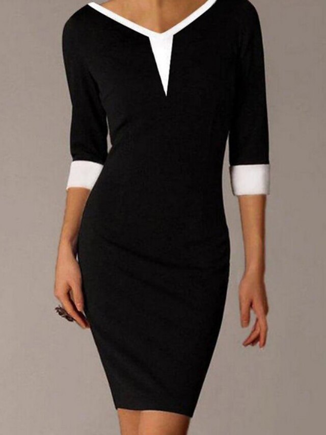 Per donna Vestito tubino Mini abito corto Nero Mezza manica Color Block  Collage Primavera Estate A V Moda Informale Moderno 2022 S M L XL XXL 3XL  del 8950832 2022 a $33.47