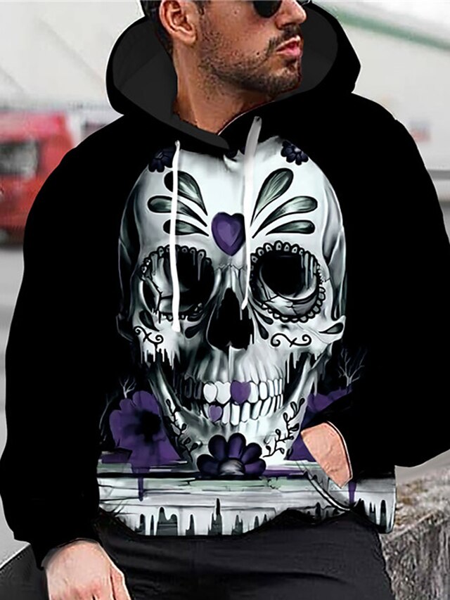 Mens Clothing Mens Hoodies & Sweatshirts | Mens Unisex Pullover Hoodie Sweatshirt Graphic Prints Skull Print Daily Sports 3D Pri