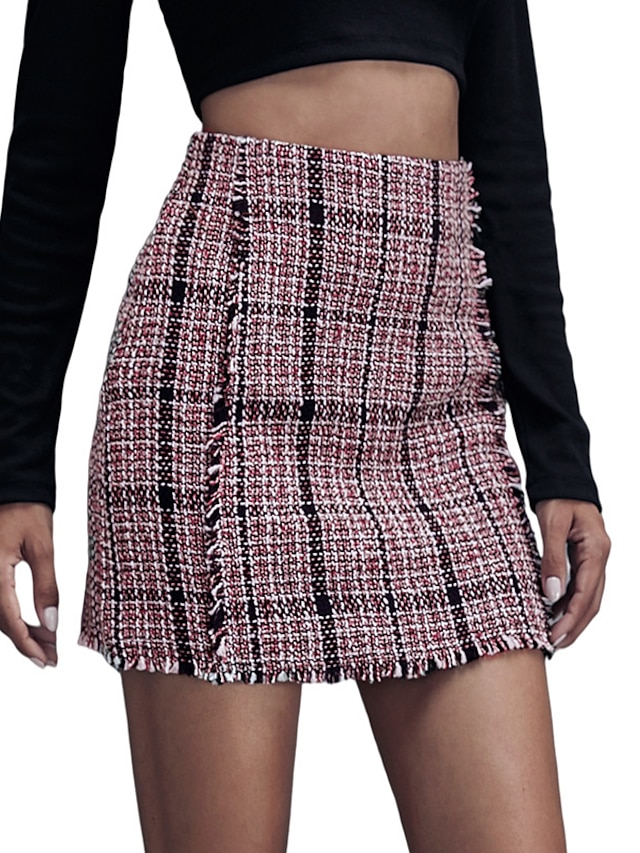 Womens Clothing Womens Bottoms | Womens Punk & Gothic Mini Skirts Carnival Homecoming Plaid Tartan Print Pink S M L - PO05998