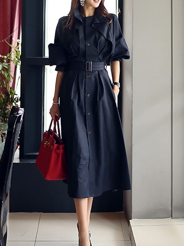 Womens Clothing Womens Outerwear | Womens Trench Coat Street Daily Going out Spring Summer Long Coat Stand Collar Regular Fit Br