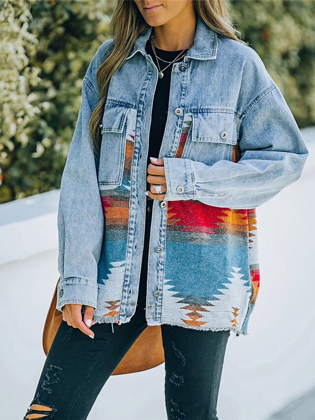 Womens Clothing Womens Outerwear | Womens Denim Jacket Street Daily Going out Spring Summer Regular Coat Regular Fit Warm Breath