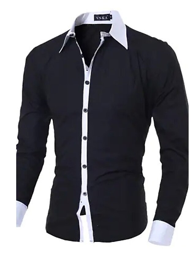 Mens Clothing Mens Shirts | Mens Dress Shirt Solid Colored Collar Classic Collar Office Work Business Career Daily Long Sleeve S