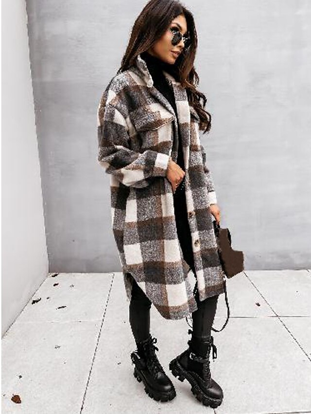 Womens Clothing Womens Outerwear | Womens Trench Coat Holiday Fall Winter Long Coat Regular Fit Warm Casual Streetwear Jacket Lo