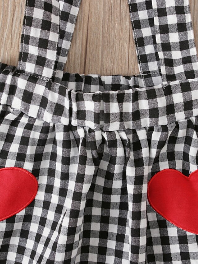 Baby & Kids Girls Clothing | Kids Girls Clothing Set 2 Pieces Long Sleeve Red Plaid Check Heart Ruffle Print Indoor Outdoor Cute