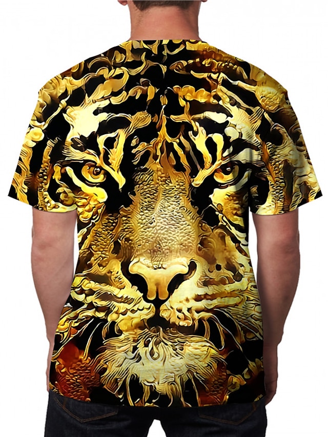 Tiger Casual Mens 3D Shirt | Brown Summer Cotton | Men'S Unisex Tee ...