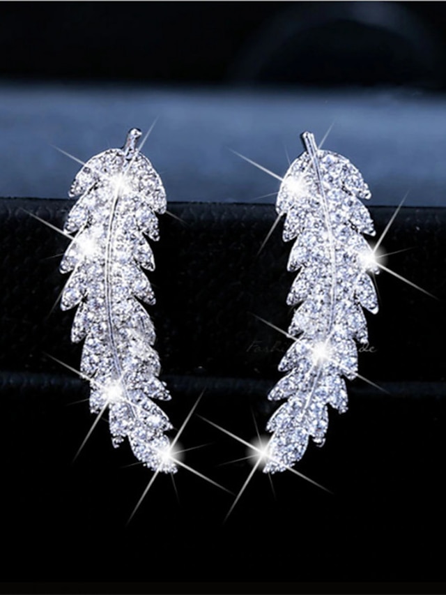  1 paire Boucles d'oreille Clou Boucle d'Oreille Pendantes For Femme Mariage Anniversaire Soirée Alliage Classique Forme de Feuille