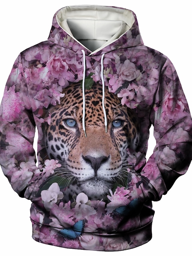 Mens Clothing Mens Hoodies & Sweatshirts | Mens Pullover Hoodie Sweatshirt Graphic Flower Animal Casual Daily Weekend 3D Print C