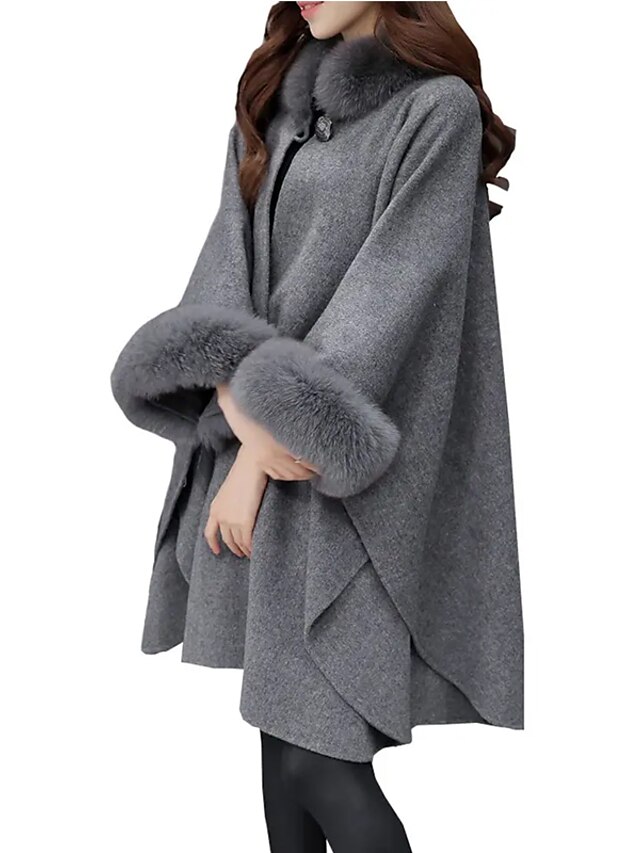 Womens Clothing Womens Outerwear | Womens Coat Cloak / Capes Party Training Daily Fall Winter Spring Long Coat Regular Fit Windp