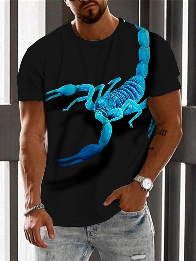  Herren Unisex T Shirt Grafik-Drucke Skorpion Rundhalsausschnitt Schwarz 3D-Druck Täglich Festtage Kurzarm Bedruckt Bekleidung Designer Brautkleider schlicht Groß und hoch