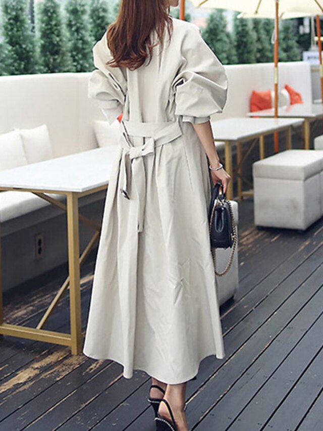 Womens Clothing Womens Outerwear | Womens Trench Coat Street Daily Going out Spring Summer Long Coat Stand Collar Regular Fit Br