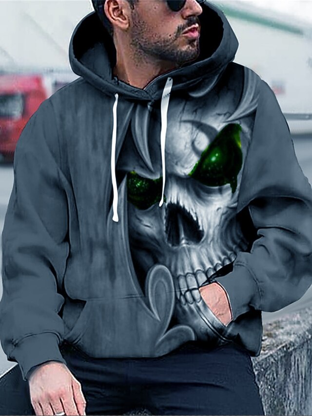 Per uomo Unisex Felpa con cappuccio pullover Stampe astratte Teschi Stampa  Con cappuccio Giornaliero Sport Stampa 3D 3D Informale Felpe con cappuccio  Felpe Manica lunga Grigio del 8819522 2022 a $26.99