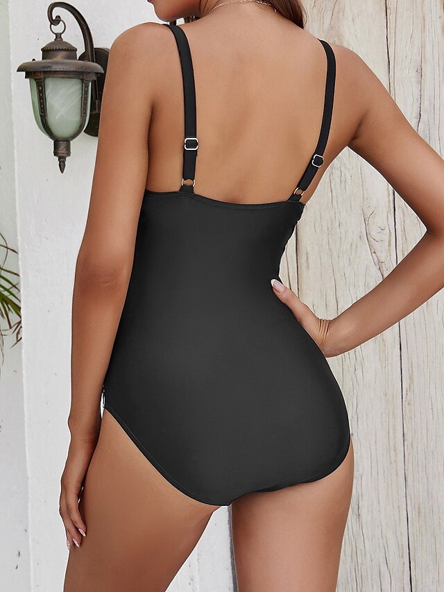 Womens Clothing Womens Swimwear | Womens Swimwear One Piece Monokini Normal Swimsuit Modest Swimwear Tummy Control Open Back Pri