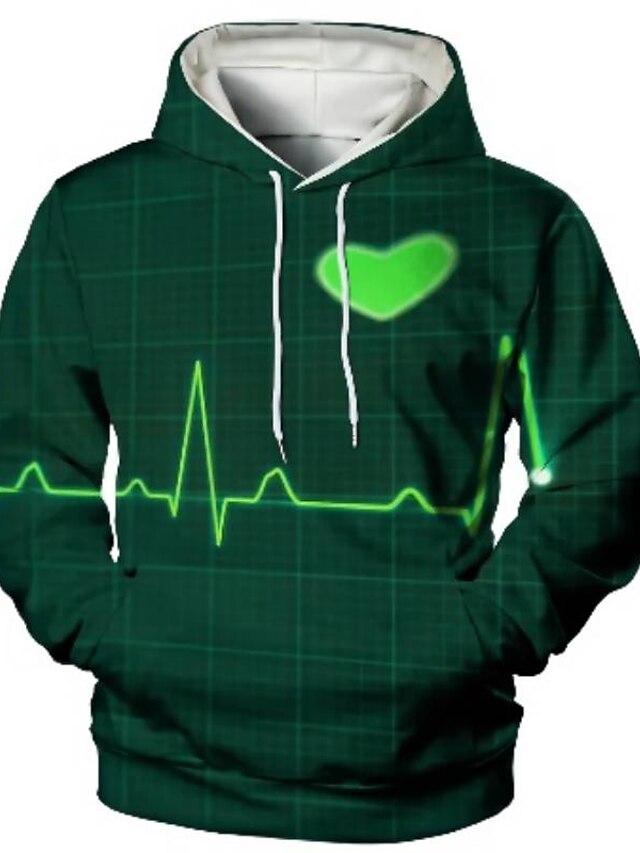 Mens Clothing Mens Hoodies & Sweatshirts | Mens Pullover Hoodie Sweatshirt Graphic Heart Linear Casual Daily Weekend 3D Print Ca