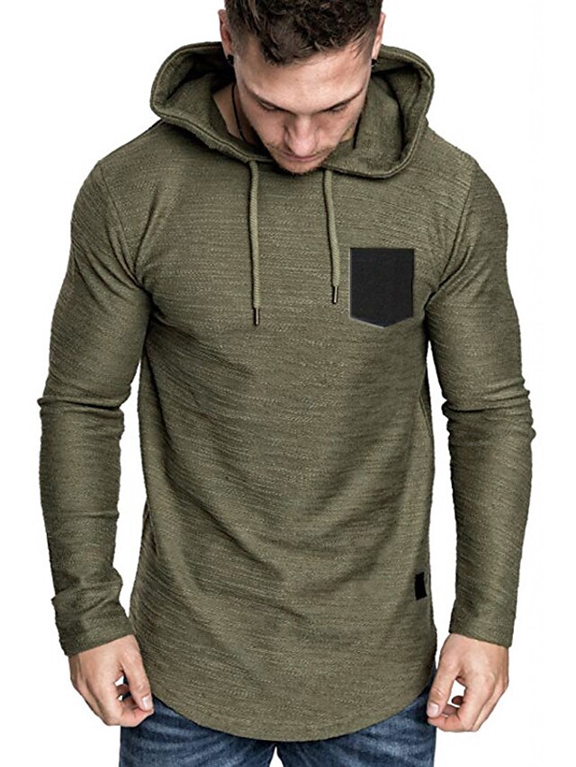 Mens Clothing Mens Hoodies & Sweatshirts | Mens Pullover Hoodie Sweatshirt Solid Color Lace up Casual Daily Holiday Sportswear C