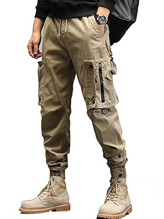 Mens Jogger Skinny Pants Pockets Overall Harem Military Trouser Tapered Casual T 