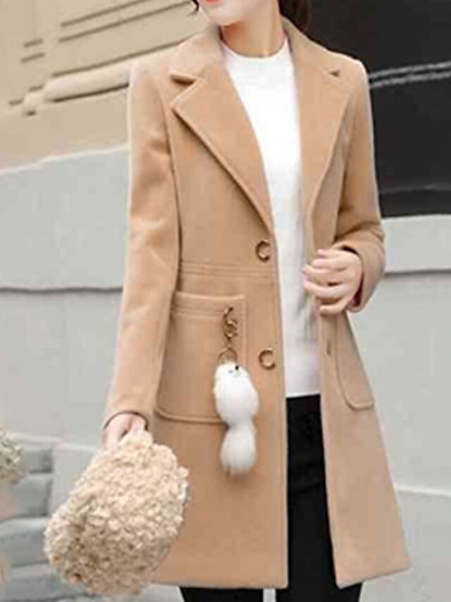 Womens Clothing Womens Outerwear | Womens Trench Coat Coat Street Daily Going out Fall Winter Long Coat Regular Fit Windproof Wa