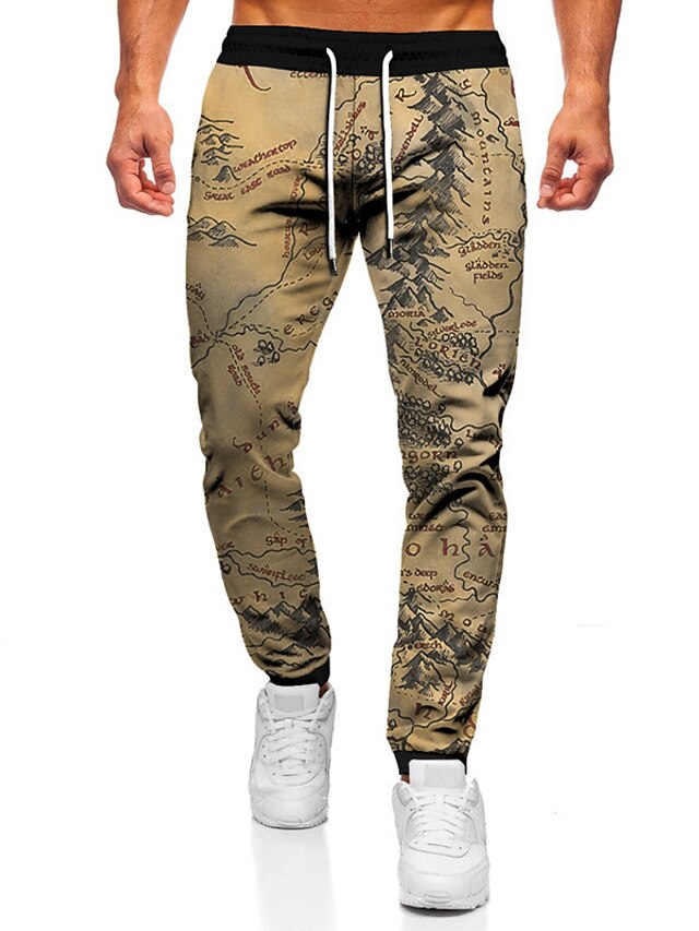 Mens Clothing Mens Bottoms | Mens 3D Print Athletic Jogger Sweatpants Trousers Drawstring Elastic Waist Full Length Pants Daily 