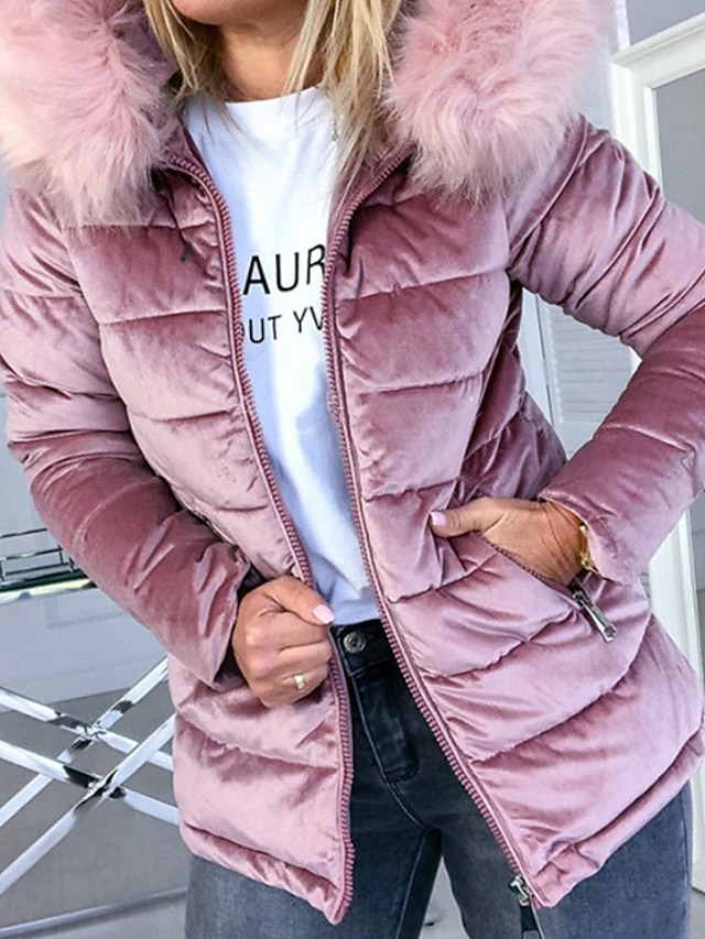 Womens Clothing Womens Outerwear | Womens Parka Puffer Jacket Street Daily Going out Fall Winter Regular Coat Regular Fit Therma