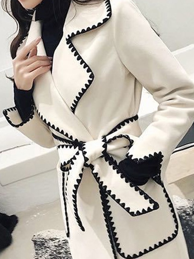 Womens Clothing Womens Outerwear | Womens Coat Street Daily Going out Fall Winter Long Coat Regular Fit Thermal Warm Breathable 