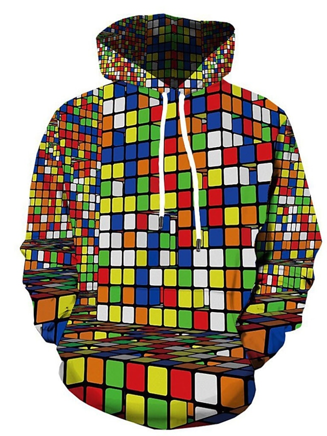 Mens Clothing Mens Hoodies & Sweatshirts | Mens Pullover Hoodie Sweatshirt Color Block Graphic Prints Tartan Print Sports & Outd