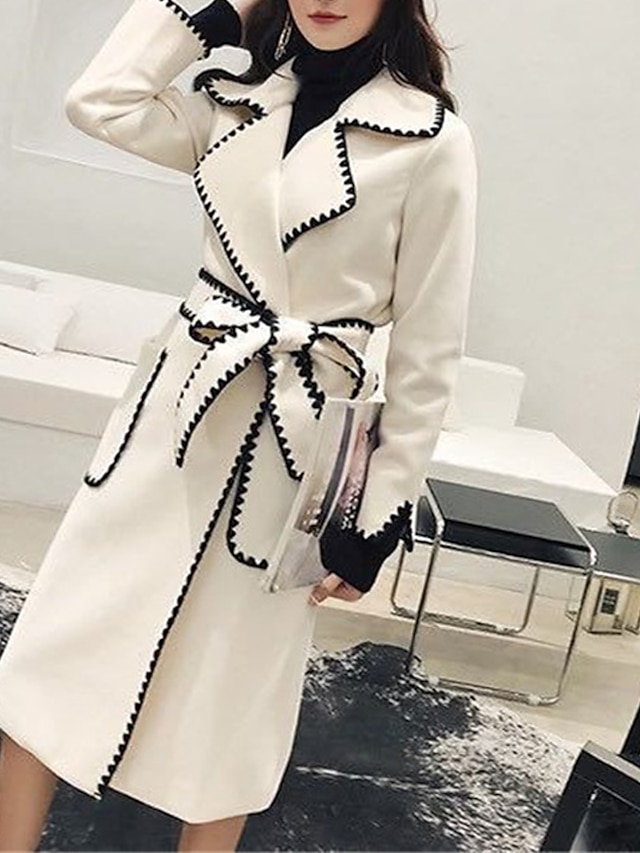 Womens Clothing Womens Outerwear | Womens Coat Street Daily Going out Fall Winter Long Coat Regular Fit Thermal Warm Breathable 