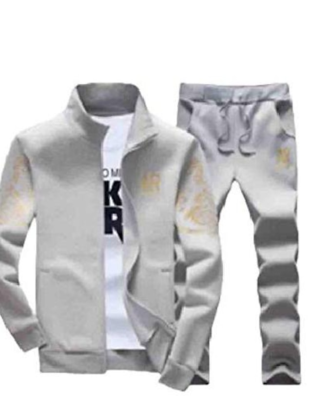  Men's Tracksuit Sweatsuit Sports & Outdoor Clothing Apparel Hoodies Sweatshirts  Navy Gray