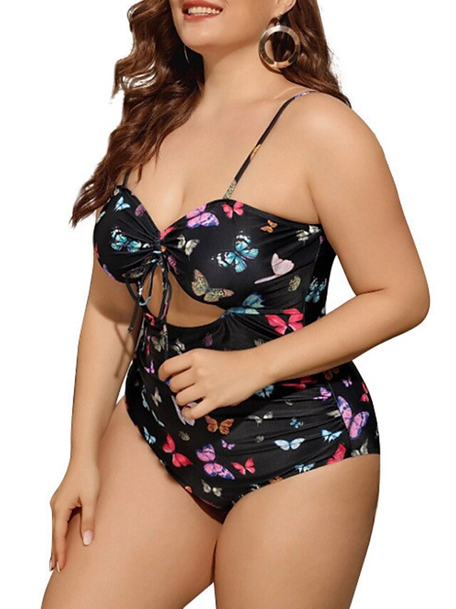 Womens Clothing Womens Swimwear | Womens Swimwear One Piece Monokini Bathing Suits Plus Size Swimsuit Tummy Control Open Back Cu