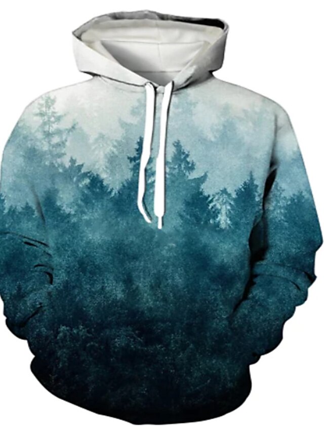 Mens Clothing Mens Hoodies & Sweatshirts | Mens Pullover Hoodie Sweatshirt Graphic 3D Landscape Front Pocket Hooded Daily 3D Pri