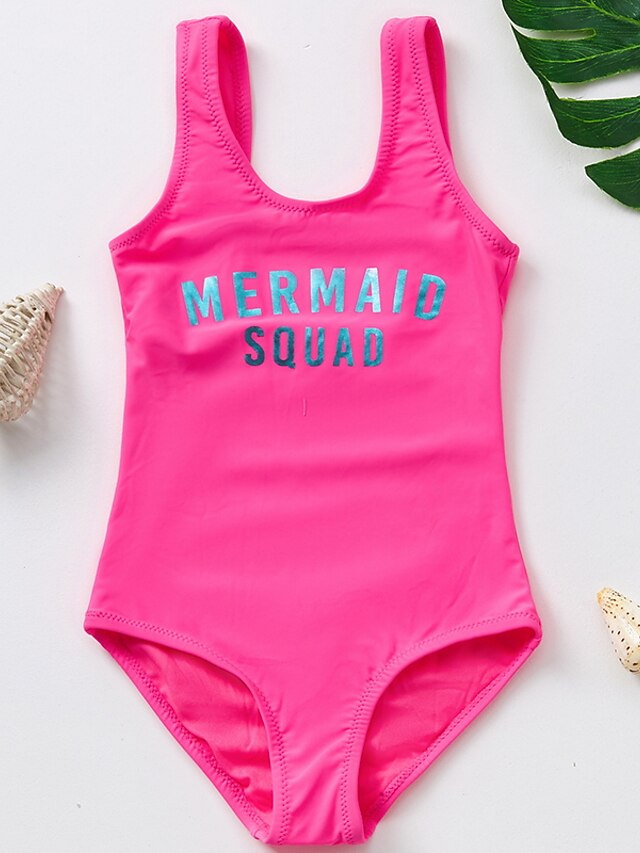 Kids Girls' One Piece Swimwear Outdoor Print Active Print Bathing Suits