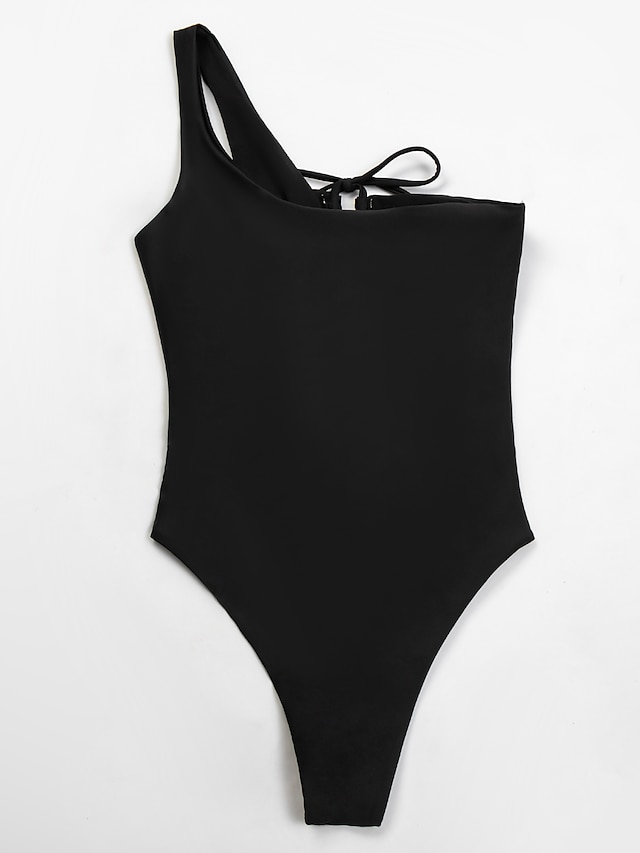 Womens Clothing Womens Swimwear | Womens Swimwear One Piece Monokini Bathing Suits trikini Normal Swimsuit Slim Solid Color Blac